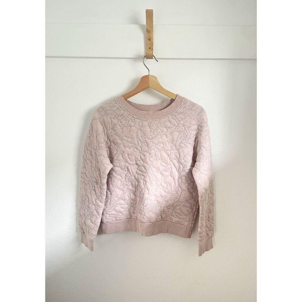 PrAna Carin floral quilted pullover sweatshirt, pink + gray